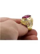 Пръстен Рубин 14K жълто злато Винтидж бижута vrc089y